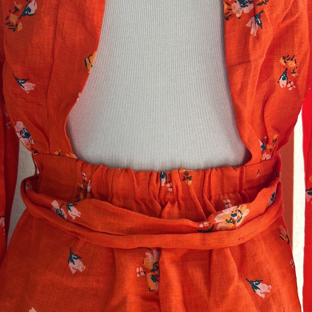 NWT Free People Linen Low-cut Wrap Dress - Picture 4 of 8